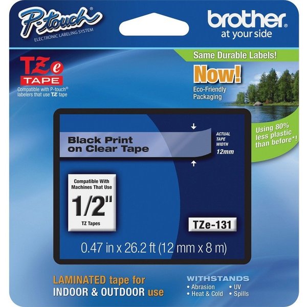 Brother Cartridge, Tape, 1/2""-Bk/Cl BRTTZE131